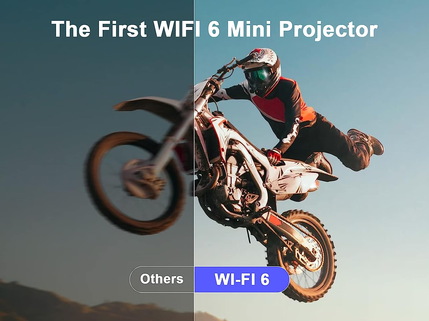 Mini Portable Auto Keystone Projector, 4K/200 ANSI Smart Video Projector with WiFi 6, BT 5.0, 130 Inch, 180 Degree Flip, Built-in Android 11.0 OS